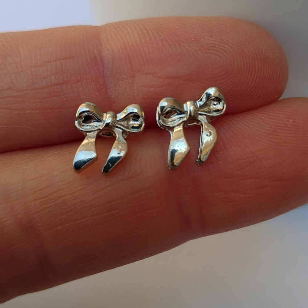 2/$10 or 4/$15 Dainty Silver Bow Earrings Small Mini Studs